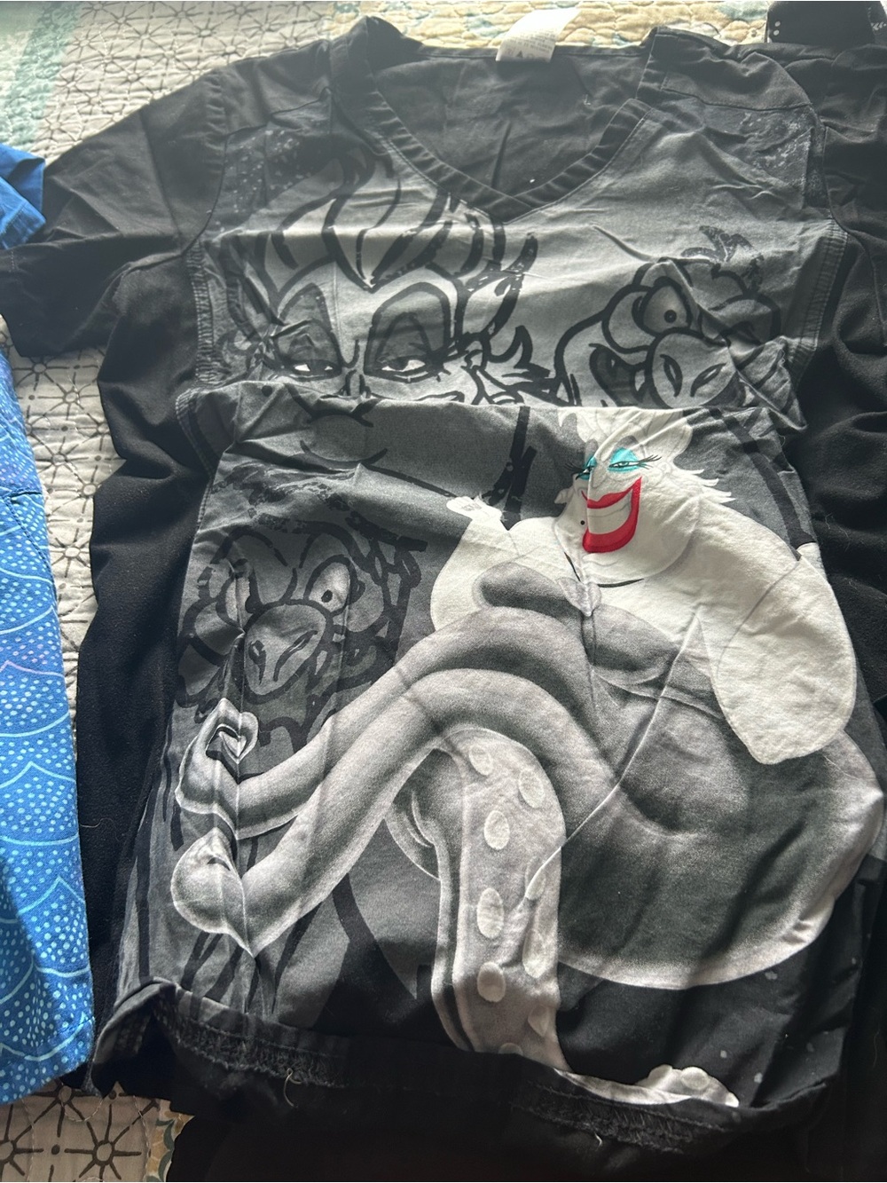 Disney Blue Ariel and Ursula scrub top and pants sets Bundle deal XS sizes all - Picture 2 of 2